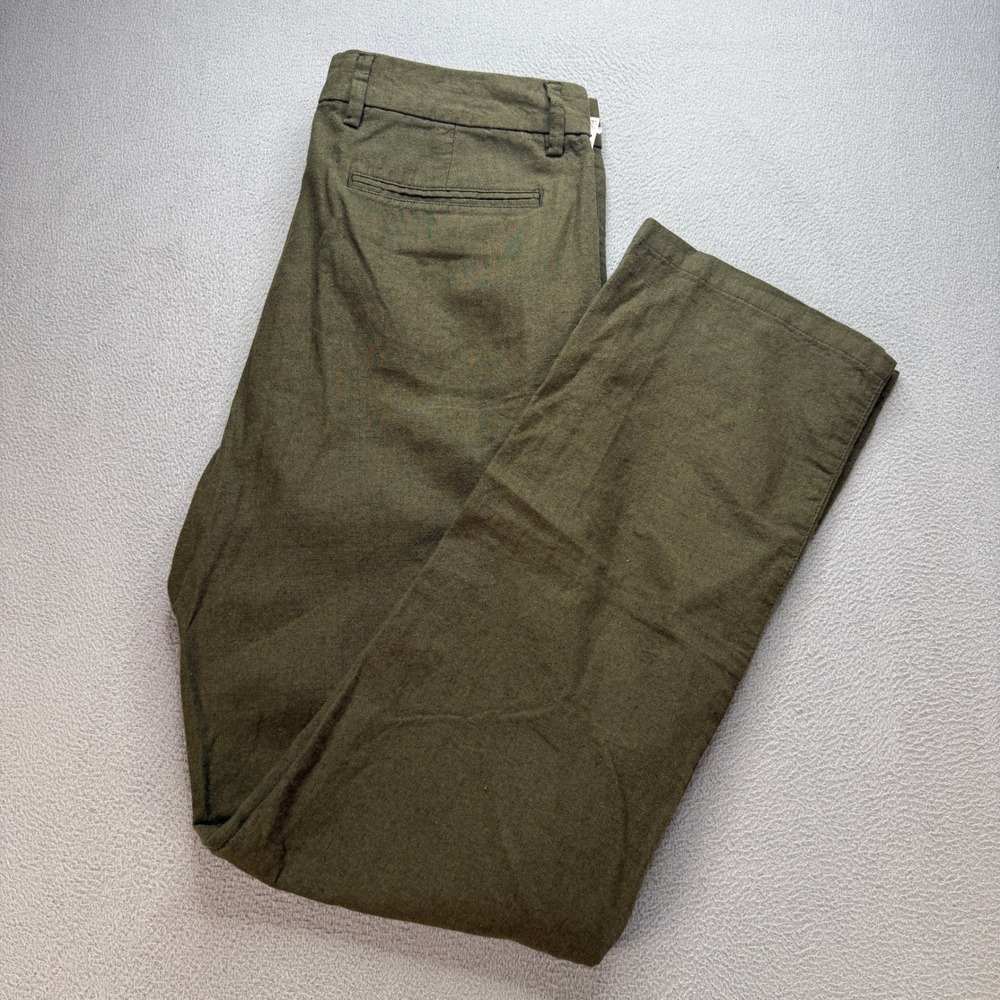 Old Navy 90s Straight Pants Men 32x32 (FIT 33x31) Green Linen Blend Trousers NWT